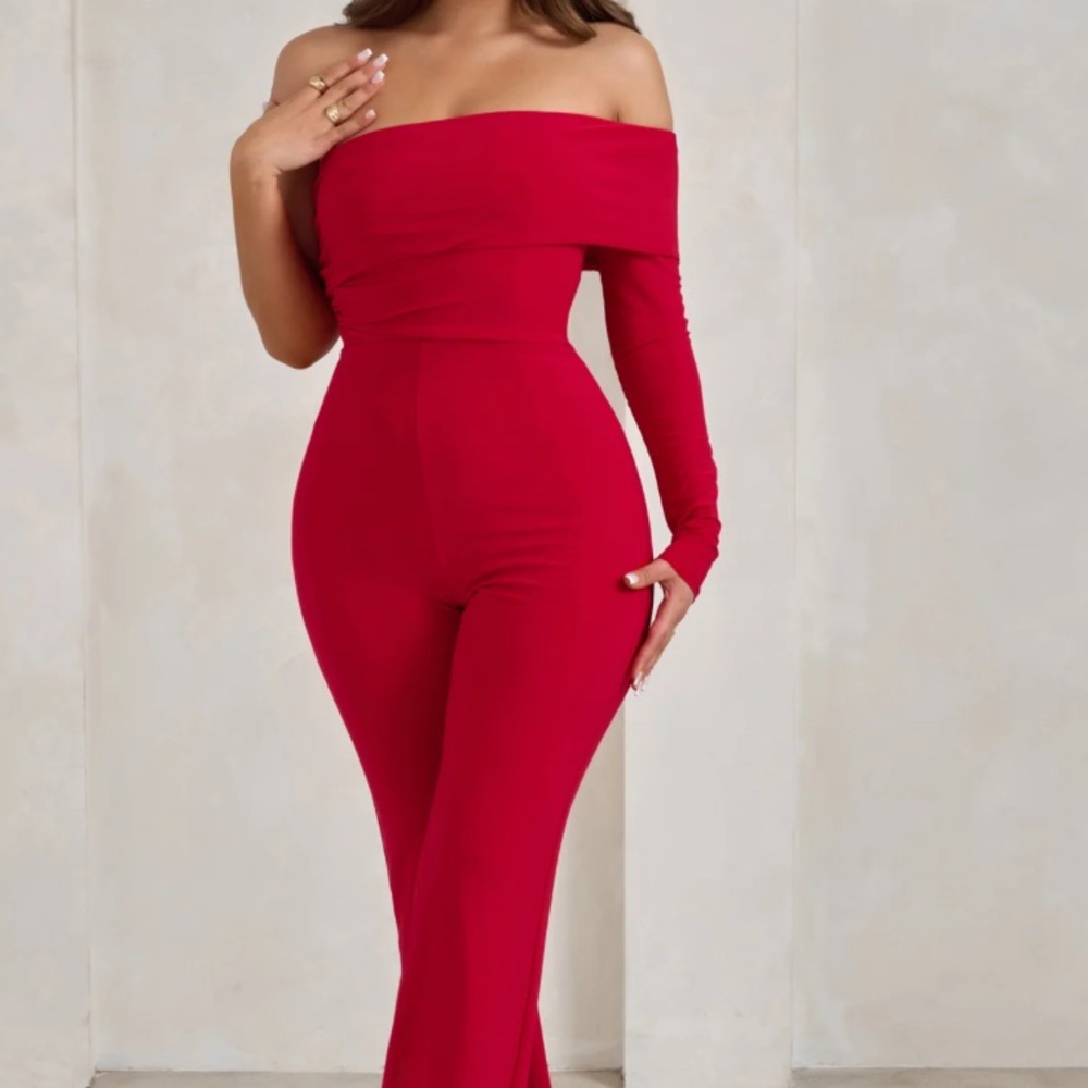 Club L London ‘Margie’ Jumpsuit in Red